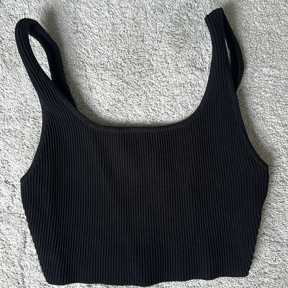 Babaton Sculpt Knit Squareneck Ribbed Cropped Tank